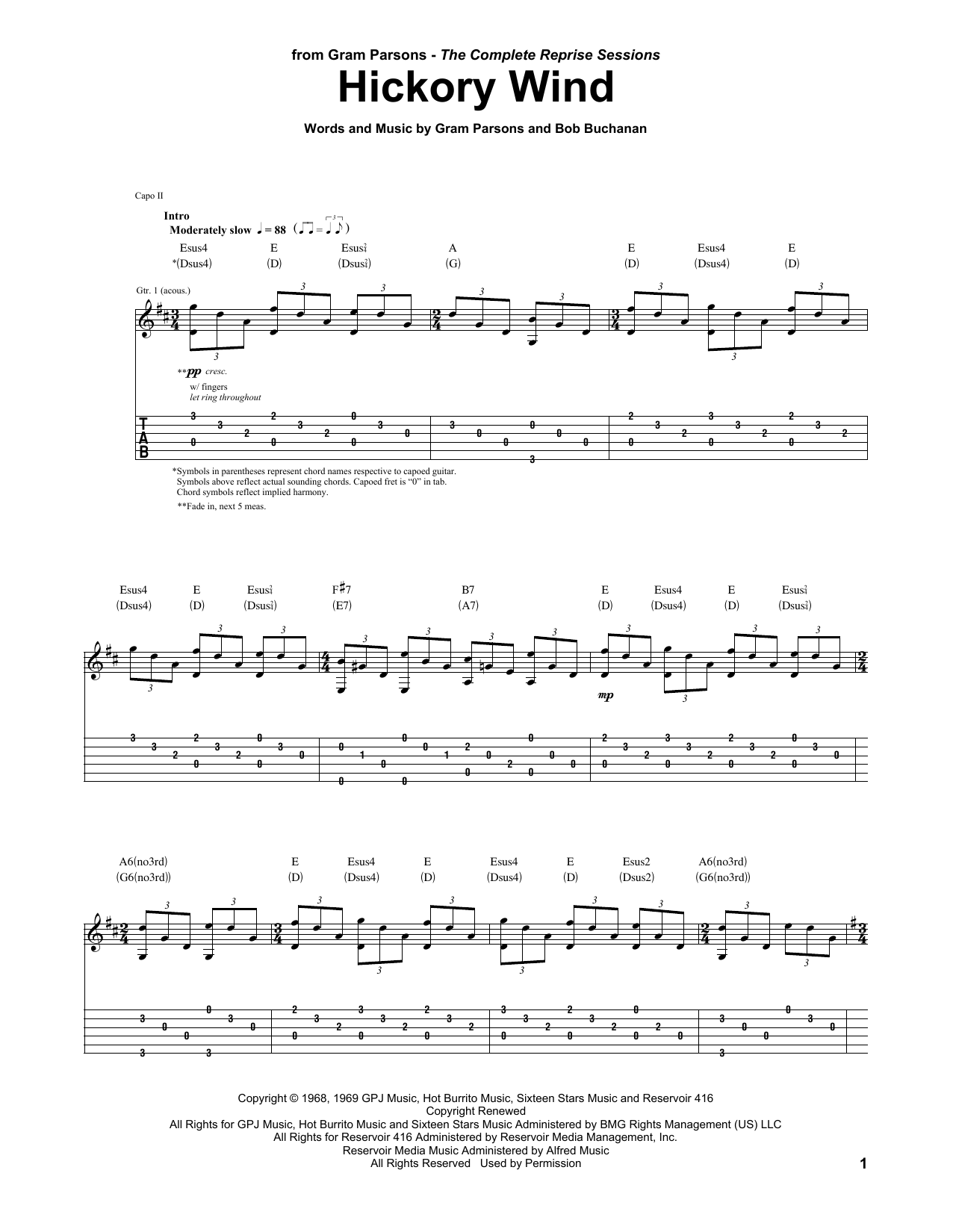 The Byrds Hickory Wind sheet music notes and chords. Download Printable PDF.