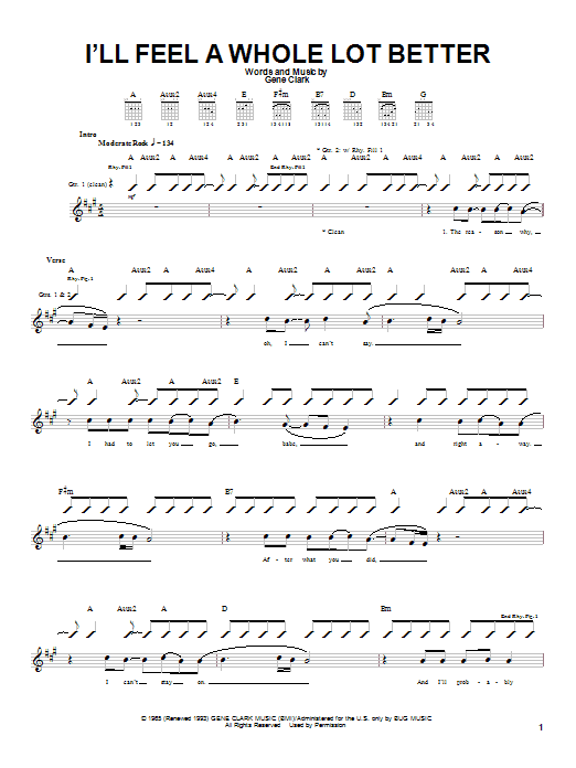 Learn to play The Byrds I'll Feel A Whole Lot Better sheet music for Guitar Tab in minutes. Price: 7.8900$ The Byrds I'll Feel A Whole Lot Better sheet music notes and chords arranged for Guitar Tab