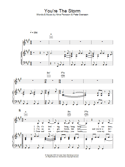 Learn to play The Cardigans You're The Storm sheet music for Piano, Vocal & Guitar Chords in minutes. Price: 7.8900$ The Cardigans You're The Storm sheet music notes and chords arranged for Piano, Vocal & Guitar Chords