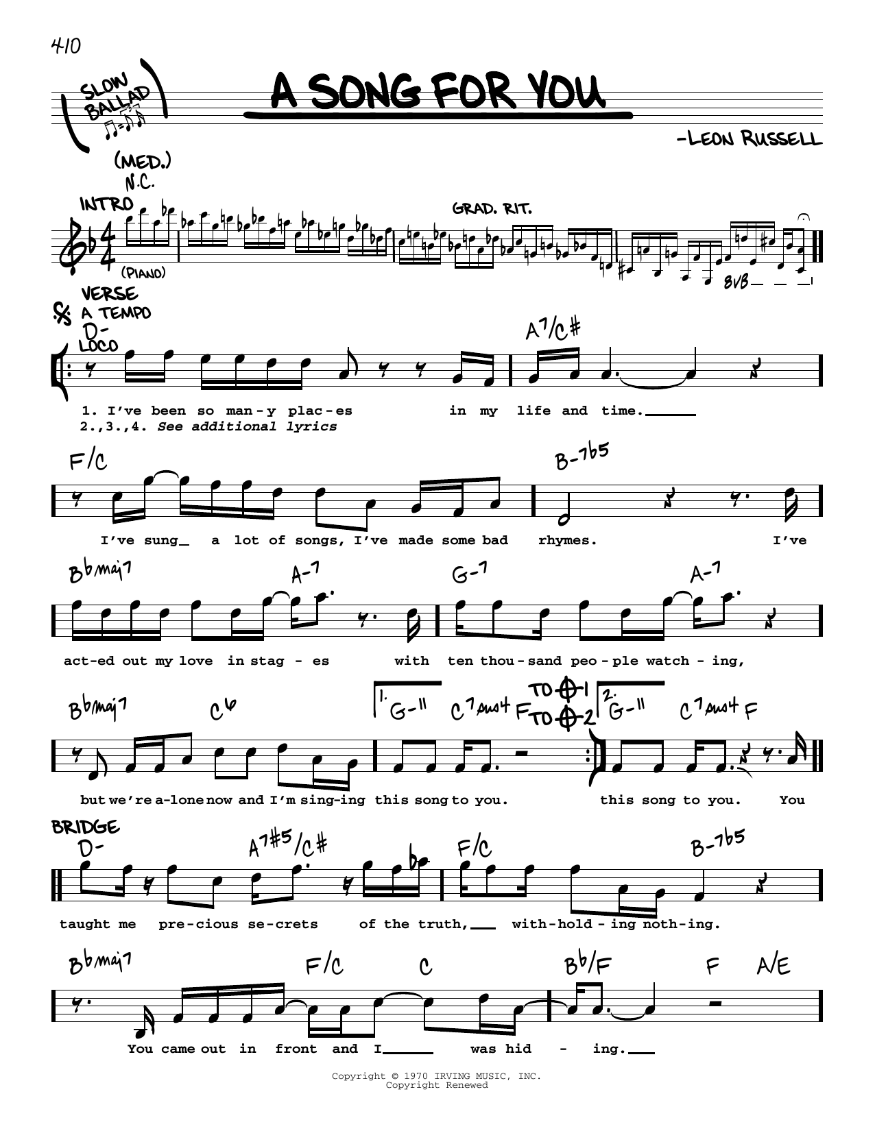 The Carpenters A Song For You sheet music notes and chords. Download Printable PDF.