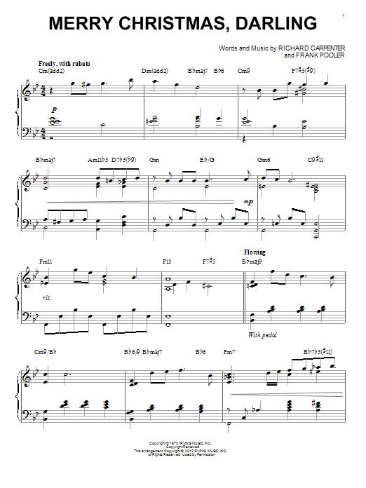 The Carpenters Merry Christmas, Darling [Jazz version] (arr. Brent Edstrom) sheet music notes and chords. Download Printable PDF.