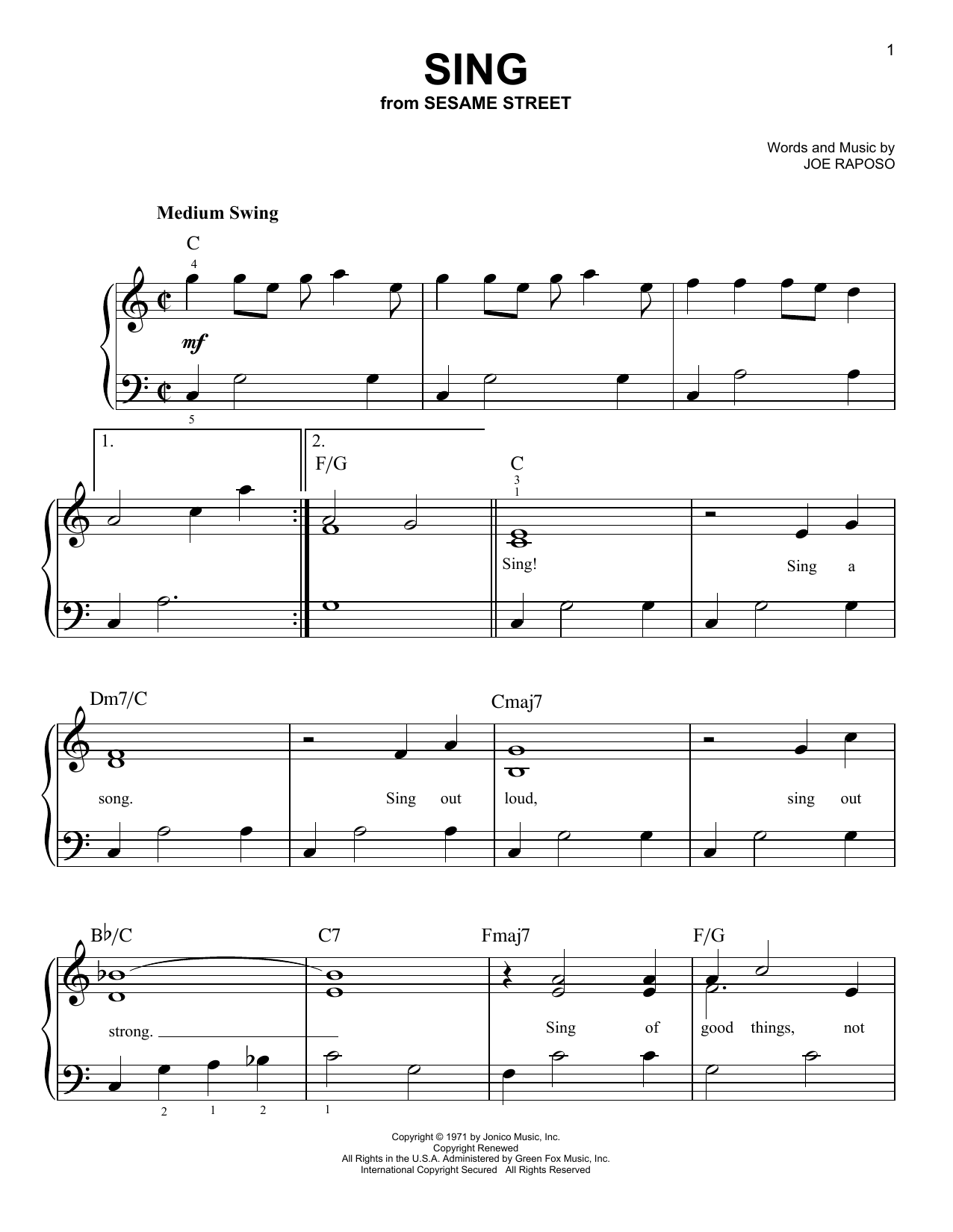 The Carpenters Sing sheet music notes and chords. Download Printable PDF.