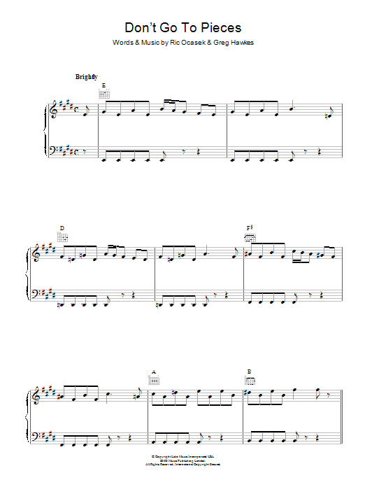 Learn to play The Cars Don't Go To Pieces sheet music for Piano, Vocal & Guitar Chords in minutes. Price: 7.8900$ The Cars Don't Go To Pieces sheet music notes and chords arranged for Piano, Vocal & Guitar Chords