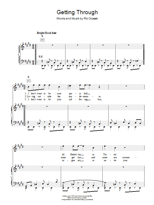 Learn to play The Cars Getting Through sheet music for Piano, Vocal & Guitar Chords in minutes. Price: 7.8900$ The Cars Getting Through sheet music notes and chords arranged for Piano, Vocal & Guitar Chords