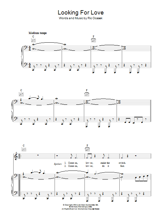Learn to play The Cars Looking For Love sheet music for Piano, Vocal & Guitar Chords in minutes. Price: 7.8900$ The Cars Looking For Love sheet music notes and chords arranged for Piano, Vocal & Guitar Chords