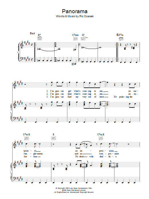 Learn to play The Cars Panorama sheet music for Piano, Vocal & Guitar Chords in minutes. Price: 7.8900$ The Cars Panorama sheet music notes and chords arranged for Piano, Vocal & Guitar Chords
