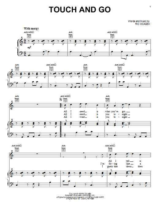 Learn to play The Cars Touch And Go sheet music for Piano, Vocal & Guitar Chords in minutes. Price: 7.8900$ The Cars Touch And Go sheet music notes and chords arranged for Piano, Vocal & Guitar Chords