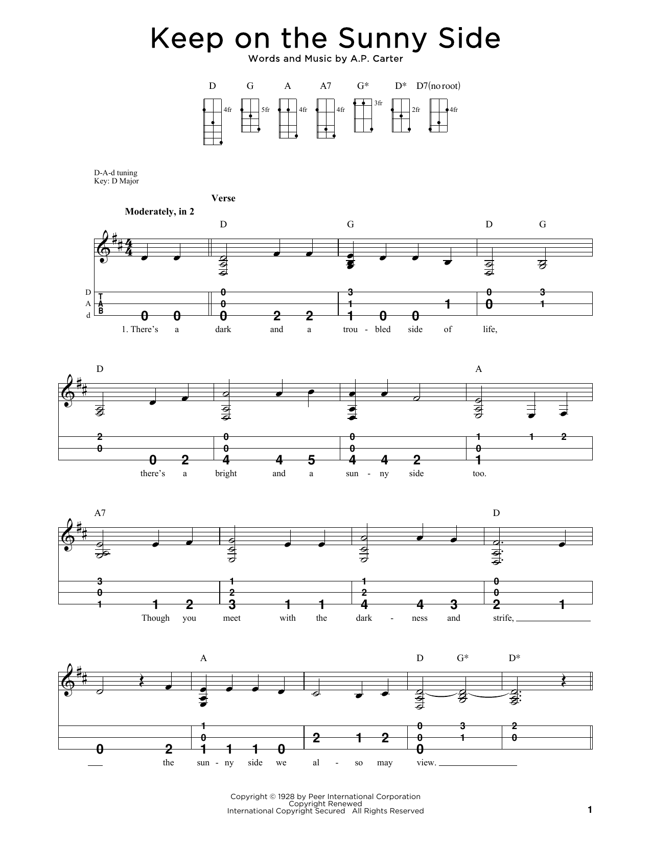 The Carter Family Keep On The Sunny Side (arr. Steven B. Eulberg) sheet music notes and chords. Download Printable PDF.