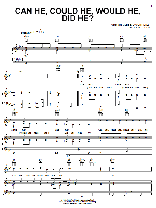 The Cathedrals Can He, Could He, Would He, Did He? sheet music notes and chords. Download Printable PDF.