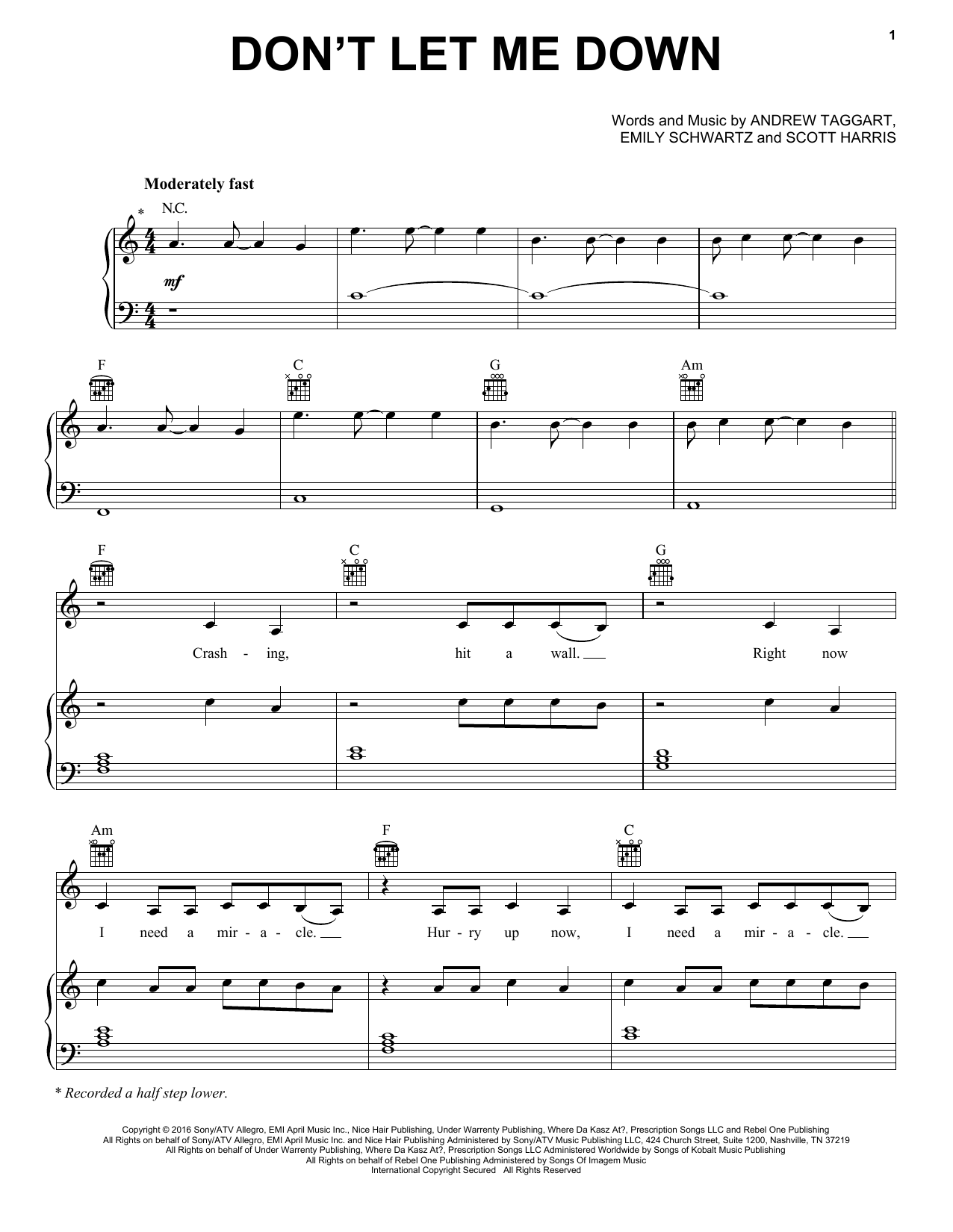 The Chainsmokers feat. Daya Don't Let Me Down sheet music notes and chords. Download Printable PDF.