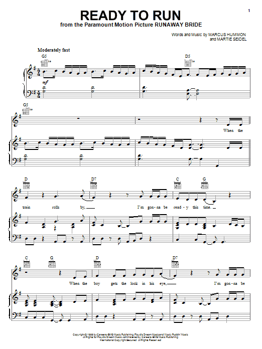 Dixie Chicks Ready To Run sheet music notes and chords arranged for Piano, Vocal & Guitar Chords (Right-Hand Melody)