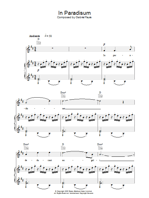 Learn to play The Choirboys In Paradisum (from Requiem) sheet music for Piano, Vocal & Guitar Chords in minutes. Price: 7.8900$ The Choirboys In Paradisum (from Requiem) sheet music notes and chords arranged for Piano, Vocal & Guitar Chords