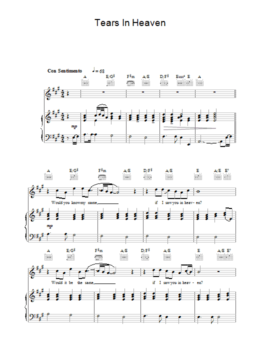 The Choirboys Tears In Heaven sheet music notes and chords. Download Printable PDF.