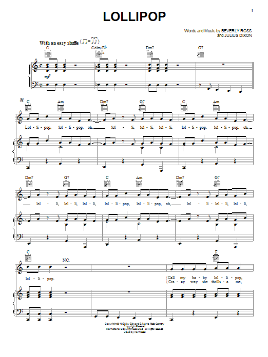 The Chordettes Lollipop sheet music notes and chords. Download Printable PDF.