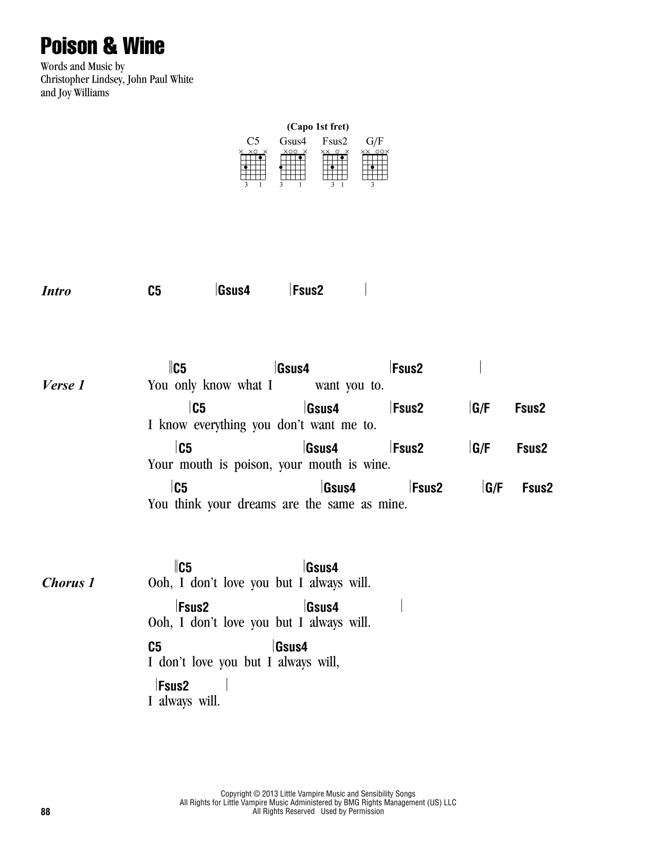 The Civil Wars Poison and Wine sheet music notes and chords. Download Printable PDF.