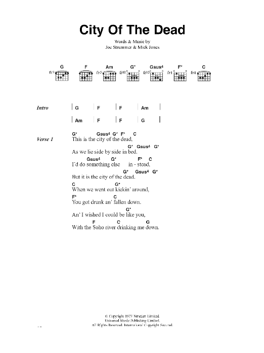 The Clash City Of The Dead sheet music notes and chords. Download Printable PDF.