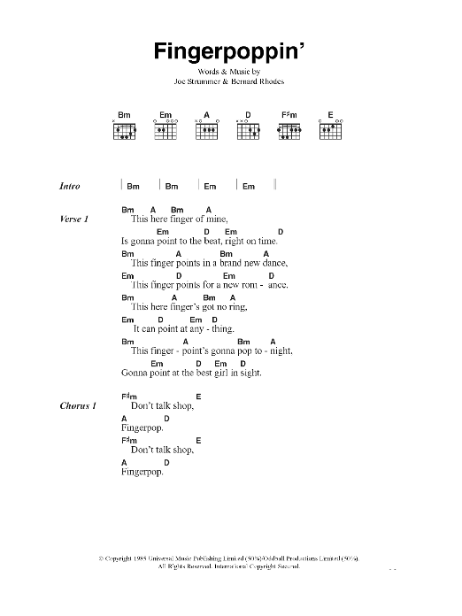 The Clash Fingerpoppin' sheet music notes and chords. Download Printable PDF.