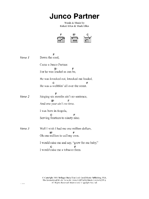 Learn to play The Clash Junco Partner sheet music for Guitar Chords/Lyrics in minutes. Price: 4.4900$ The Clash Junco Partner sheet music notes and chords arranged for Guitar Chords/Lyrics