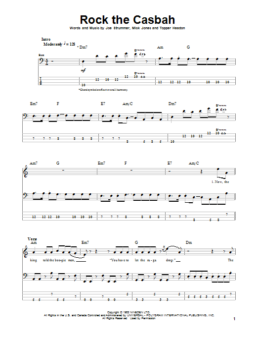 The Clash Rock The Casbah sheet music notes and chords. Download Printable PDF.