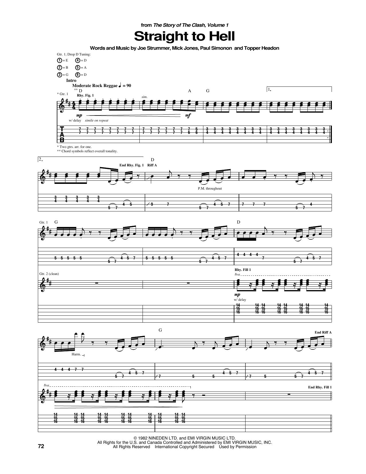 The Clash Straight To Hell sheet music notes and chords. Download Printable PDF.