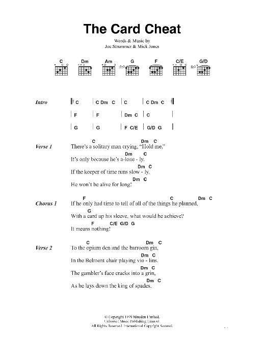 The Clash The Card Cheat sheet music notes and chords. Download Printable PDF.