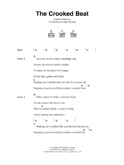 The Clash The Crooked Beat sheet music notes and chords. Download Printable PDF.