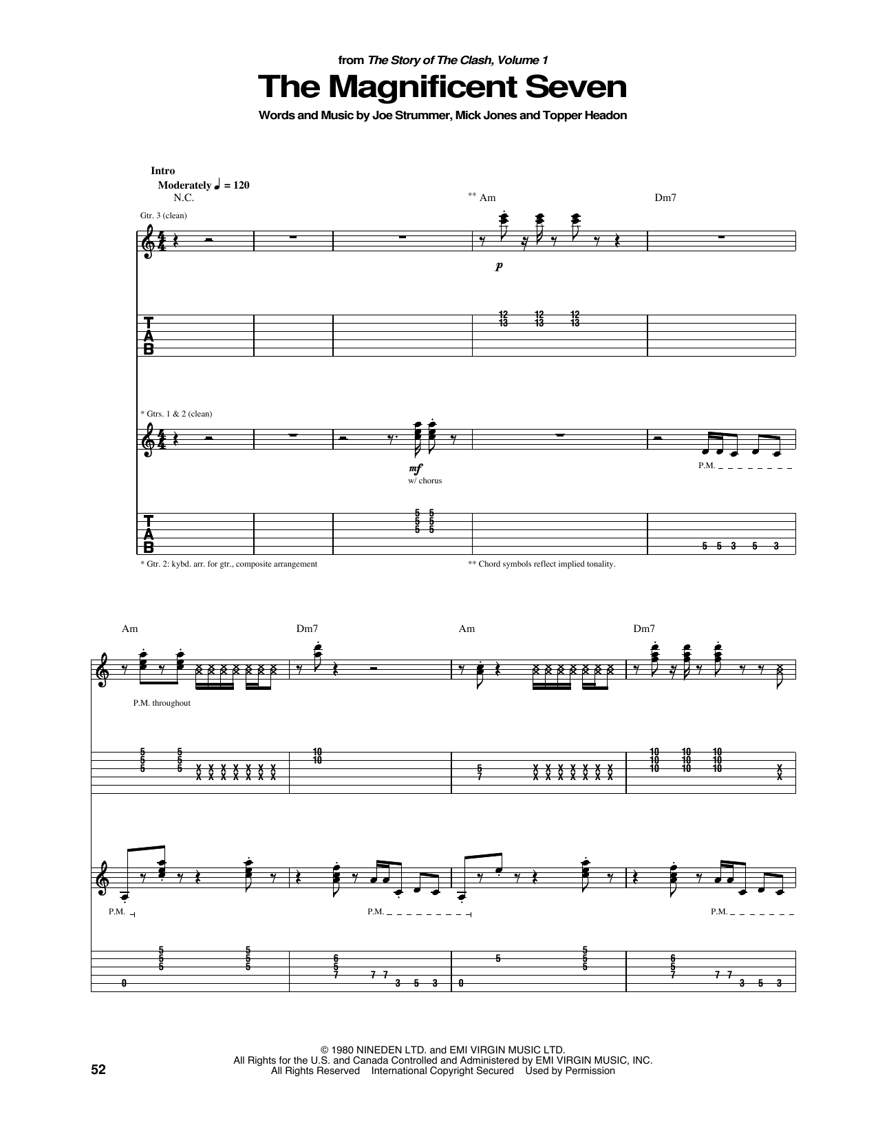 The Clash The Magnificent Seven sheet music notes and chords. Download Printable PDF.