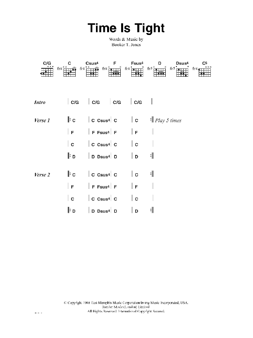 The Clash Time Is Tight sheet music notes and chords. Download Printable PDF.