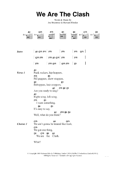 The Clash We Are The Clash sheet music notes and chords. Download Printable PDF.