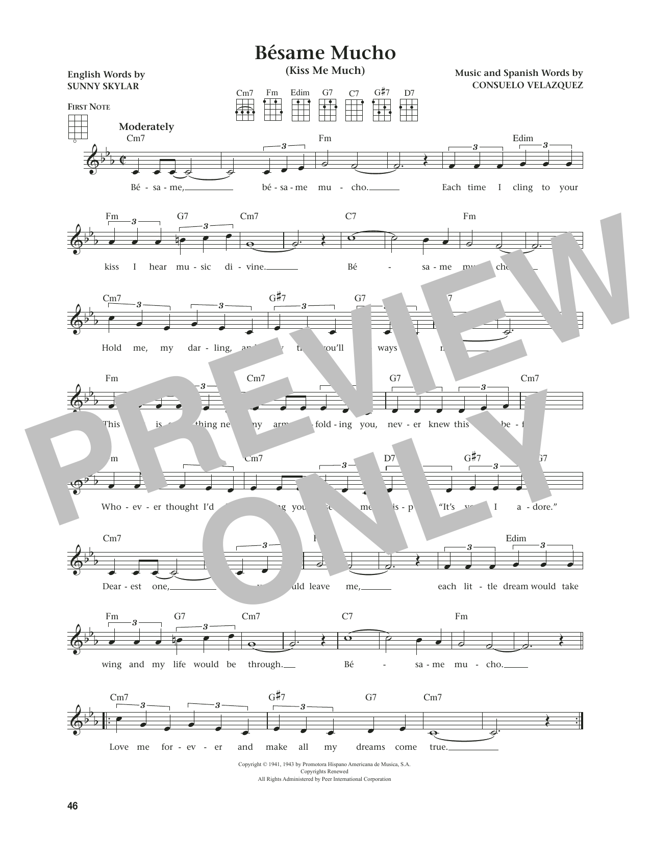 Learn to play The Coasters Bésame Mucho (Kiss Me Much) (from The Daily Ukulele) (arr. Jim Beloff) sheet music for Ukulele in minutes. Price: 5.9900$ The Coasters Bésame Mucho (Kiss Me Much) (from The Daily Ukulele) (arr. Jim Beloff) sheet music notes and chords arranged for Ukulele