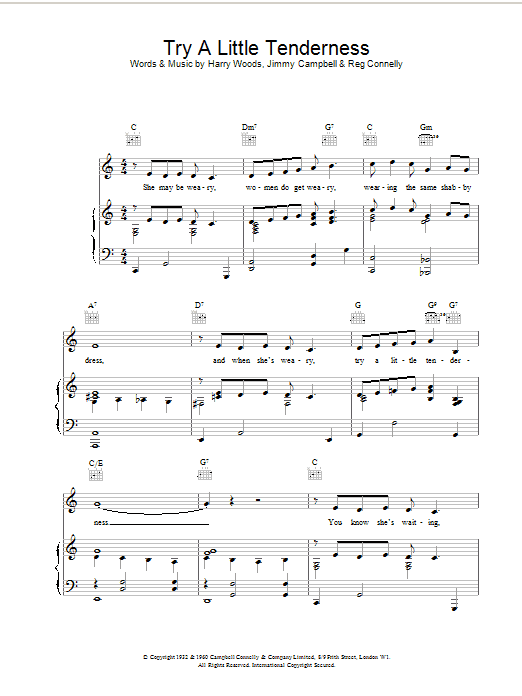 The Commitments Try A Little Tenderness sheet music notes and chords. Download Printable PDF.