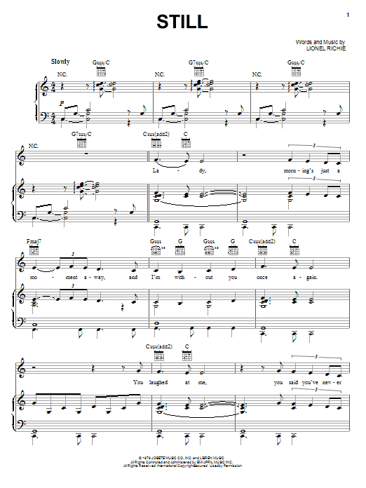 Commodores Still sheet music notes and chords arranged for Piano, Vocal & Guitar Chords (Right-Hand Melody)