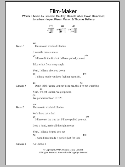 The Cooper Temple Clause Film-Maker sheet music notes and chords. Download Printable PDF.