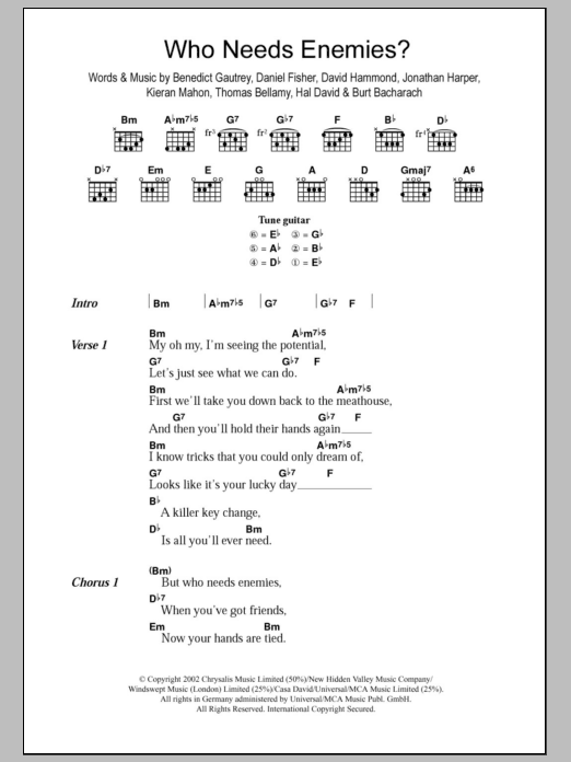 The Cooper Temple Clause Who Needs Enemies? sheet music notes and chords. Download Printable PDF.