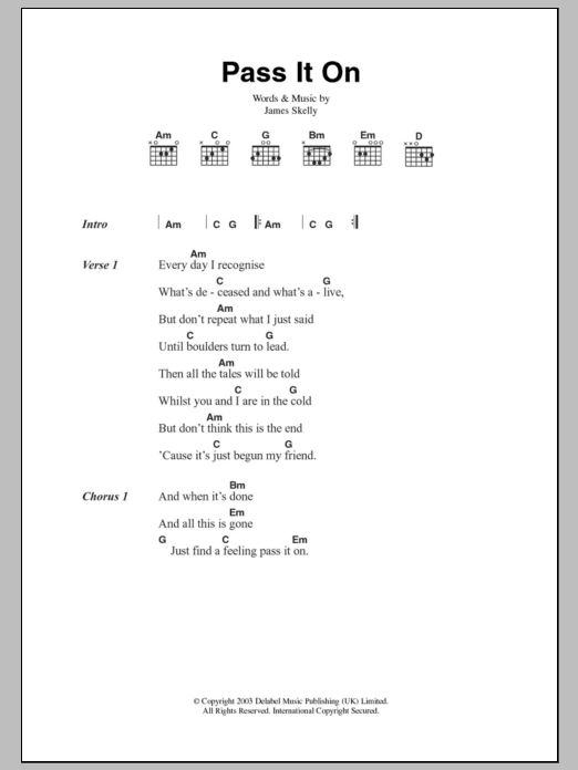 The Coral Pass It On sheet music notes and chords. Download Printable PDF.