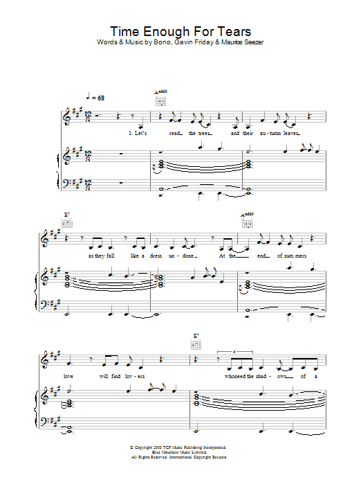 Learn to play The Corrs Time Enough For Tears sheet music for Piano, Vocal & Guitar Chords in minutes. Price: 7.8900$ The Corrs Time Enough For Tears sheet music notes and chords arranged for Piano, Vocal & Guitar Chords