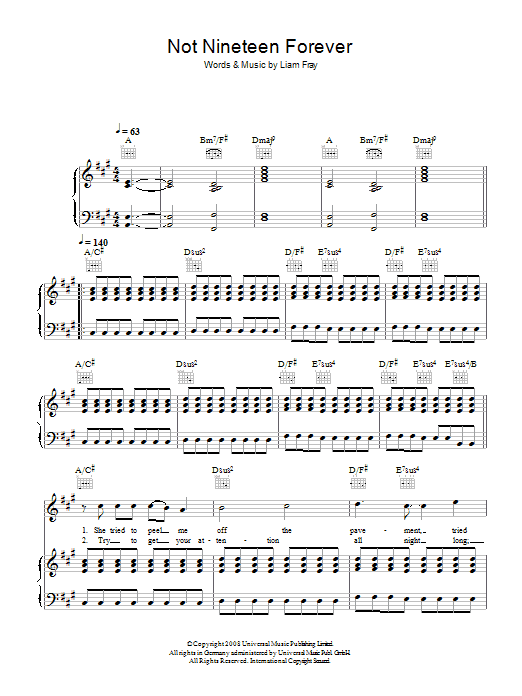 Learn to play The Courteeners Not Nineteen Forever sheet music for Piano, Vocal & Guitar Chords in minutes. Price: 7.8900$ The Courteeners Not Nineteen Forever sheet music notes and chords arranged for Piano, Vocal & Guitar Chords