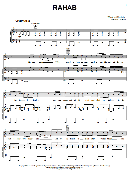 Learn to play The Crabb Family Rahab sheet music for Piano, Vocal & Guitar Chords (Right-Hand Melody) in minutes. Price: 7.8900$ The Crabb Family Rahab sheet music notes and chords arranged for Piano, Vocal & Guitar Chords (Right-Hand Melody)