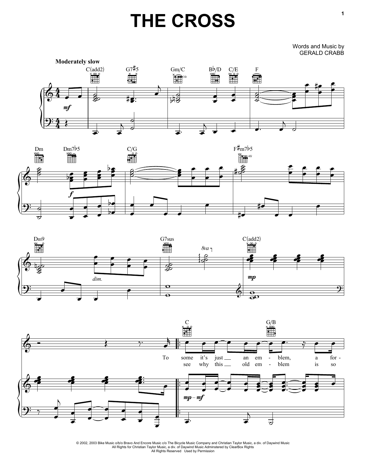 Learn to play The Crabb Family The Cross sheet music for Piano, Vocal & Guitar Chords (Right-Hand Melody) in minutes. Price: 7.8900$ The Crabb Family The Cross sheet music notes and chords arranged for Piano, Vocal & Guitar Chords (Right-Hand Melody)