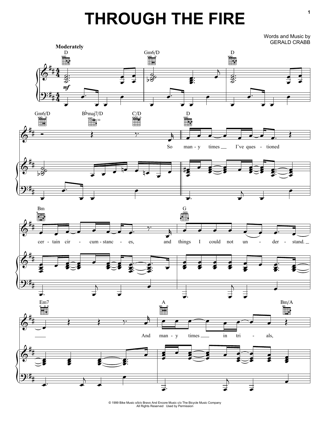 The Crabb Family Through The Fire sheet music notes and chords. Download Printable PDF.