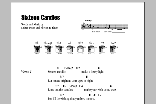 The Crests Sixteen Candles sheet music notes and chords. Download Printable PDF.