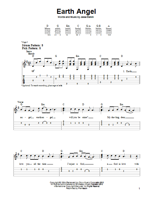 The Crew-Cuts Earth Angel sheet music notes and chords. Download Printable PDF.