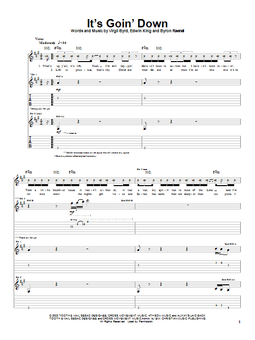 Learn to play The Cross Movement It's Goin' Down sheet music for Guitar Tab in minutes. Price: 7.8900$ The Cross Movement It's Goin' Down sheet music notes and chords arranged for Guitar Tab