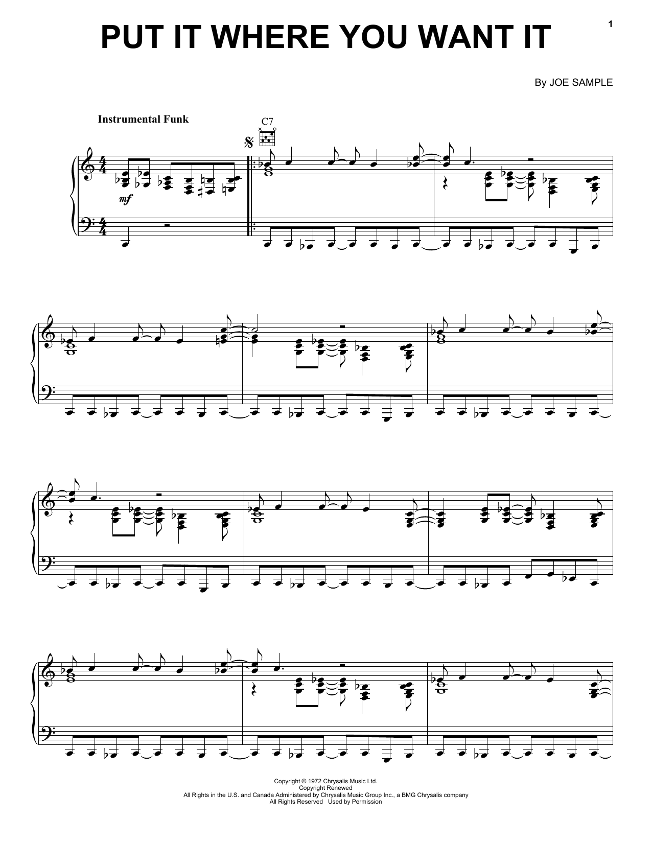 The Crusaders Put It Where You Want It sheet music notes and chords. Download Printable PDF.