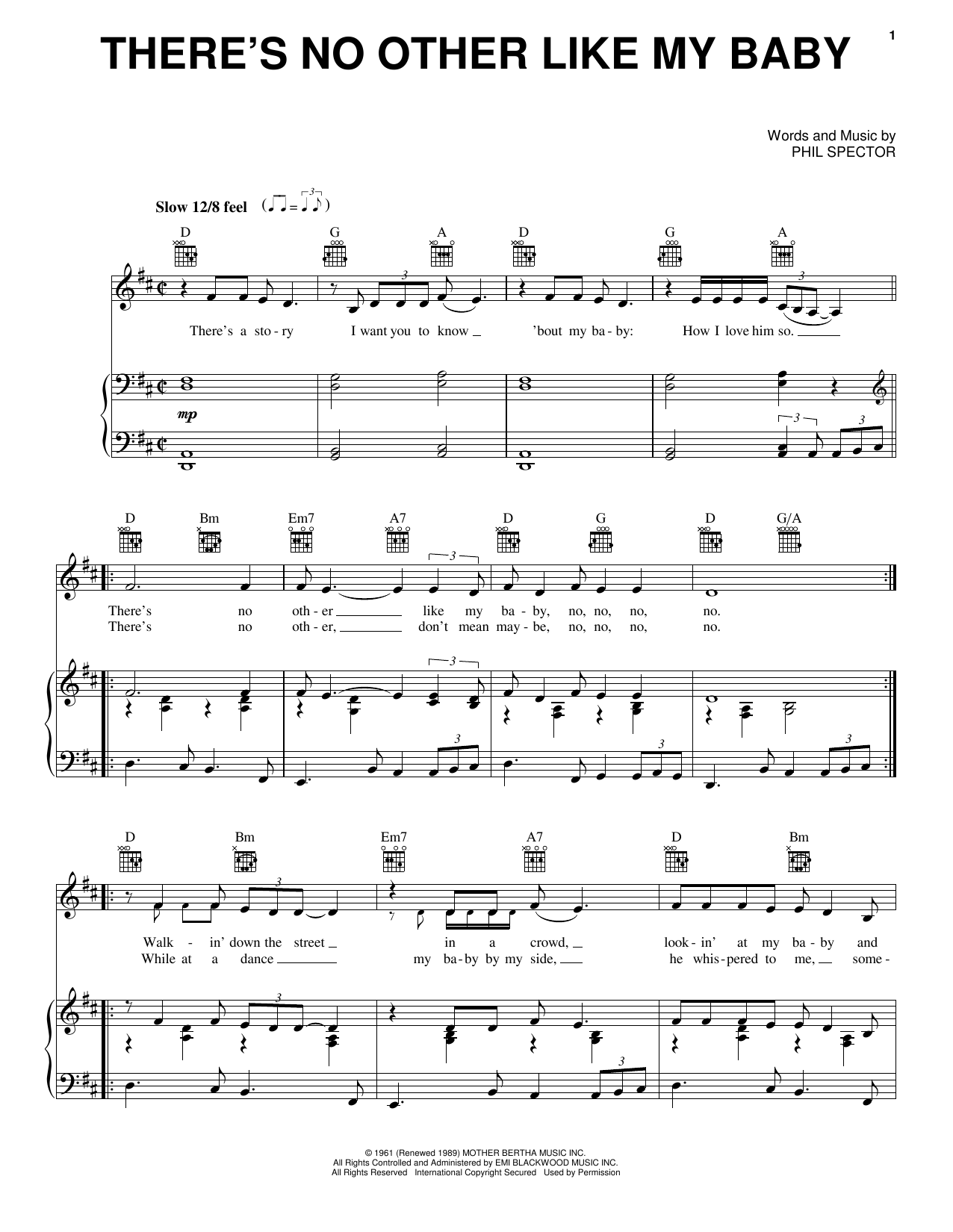 The Crystals There's No Other Like My Baby sheet music notes and chords. Download Printable PDF.