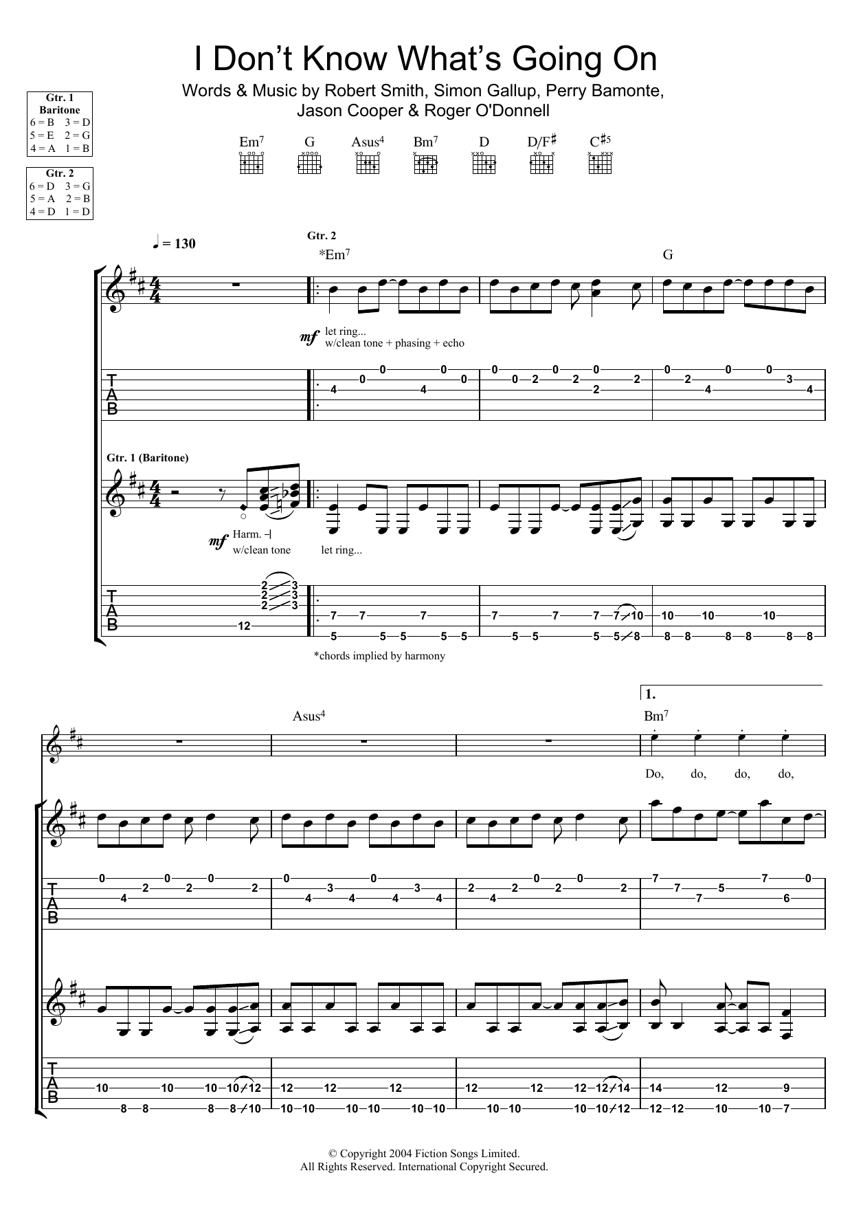 Learn to play The Cure I Don't Know What's Going On sheet music for Guitar Tab in minutes. Price: 7.8900$ The Cure I Don't Know What's Going On sheet music notes and chords arranged for Guitar Tab