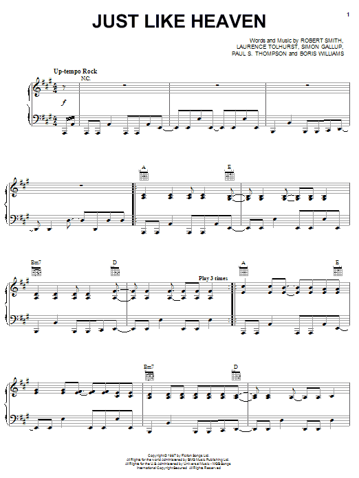 The Cure Just Like Heaven sheet music notes and chords. Download Printable PDF.