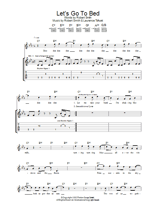 Learn to play The Cure Let's Go To Bed sheet music for Guitar Tab in minutes. Price: 7.8900$ The Cure Let's Go To Bed sheet music notes and chords arranged for Guitar Tab