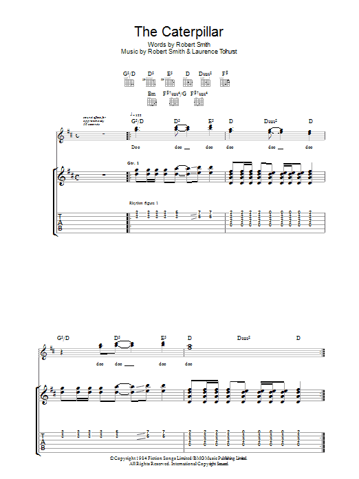 Learn to play The Cure The Caterpillar sheet music for Guitar Tab in minutes. Price: 7.8900$ The Cure The Caterpillar sheet music notes and chords arranged for Guitar Tab