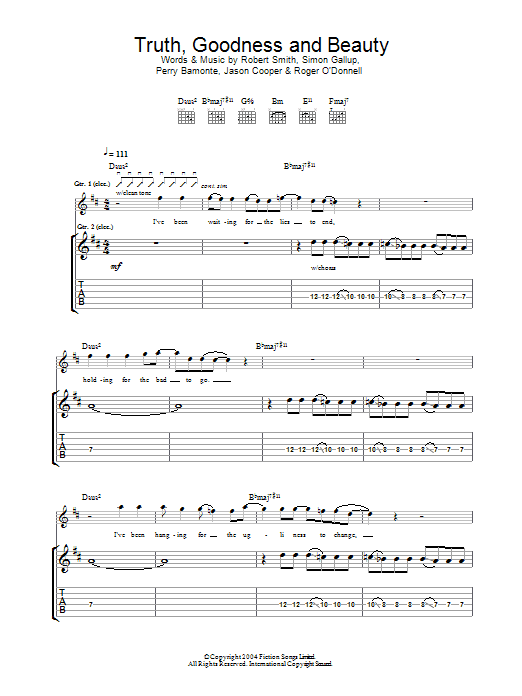 Learn to play The Cure Truth, Goodness And Beauty sheet music for Guitar Tab in minutes. Price: 7.8900$ The Cure Truth, Goodness And Beauty sheet music notes and chords arranged for Guitar Tab